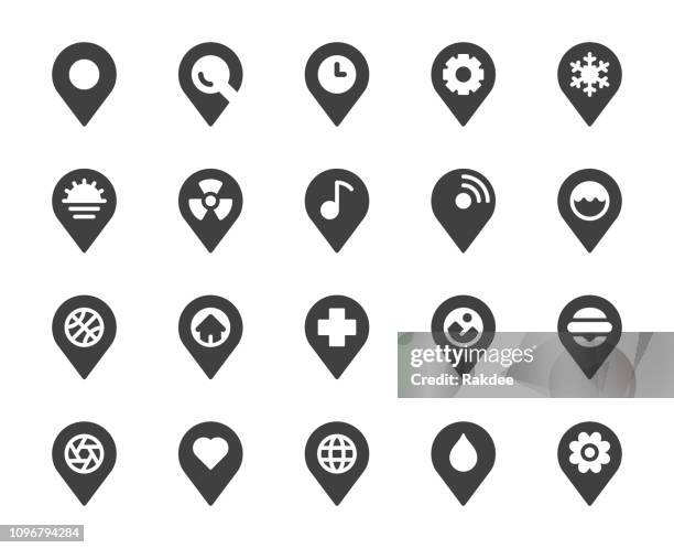 map pin pointer - icons - radioactive warning symbol stock illustrations