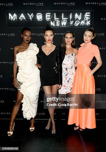 Herieth Paul, Adriana Lima, Emily DiDonato, and Gigi Hadid attend the Maybelline New York Fashion Week Party on February 10, 2019 in New York City.