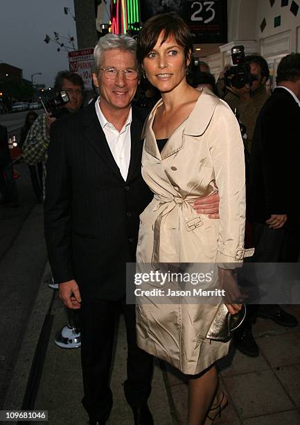 Richard Gere and Carey Lowell during "The Hoax" Los Angeles Premiere - Red Carpet at Mann Festival in Westwood, California, United States.