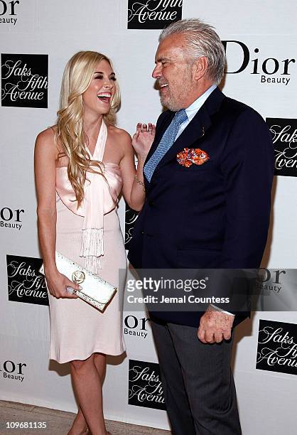 Socialite and Dior Beauty Ambassador Tinsley Mortimer with Terron Schafer of Saks Fifth Ave at the unveiling of Diors new "Tinsley Pink" Gloss lip...