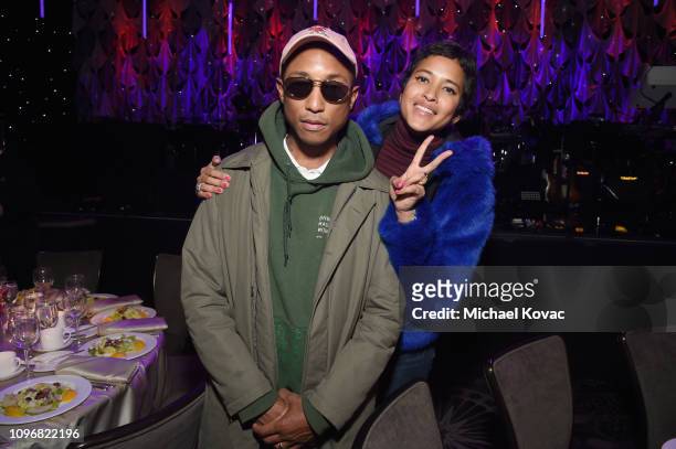 Pharrell Williams and Helen Lasichanh attend the Pre-GRAMMY Gala and GRAMMY Salute to Industry Icons Honoring Clarence Avant at The Beverly Hilton...