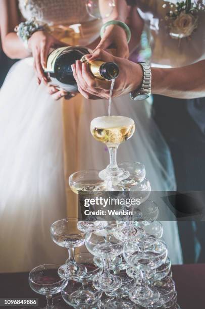 champagne tower - tower stock pictures, royalty-free photos & images