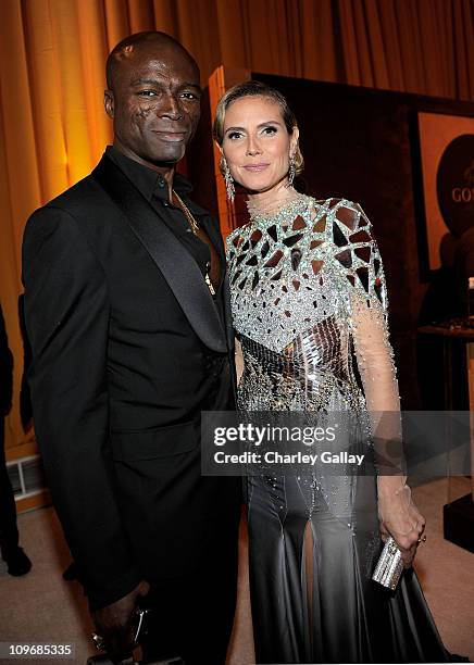 Musician Seal and actress Heidi Klum attend the 19th Annual Elton John AIDS Foundation Academy Awards Viewing Party at the Pacific Design Center on...