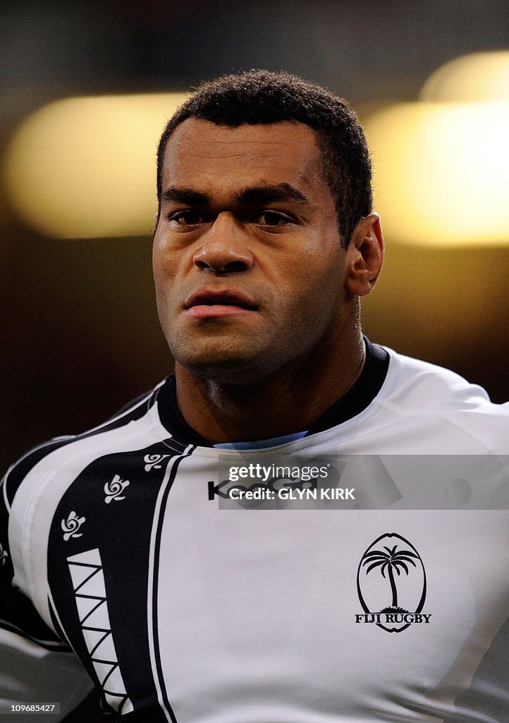 Fiji's Malakai Ravulo stands with team-mates before their Autumn ...