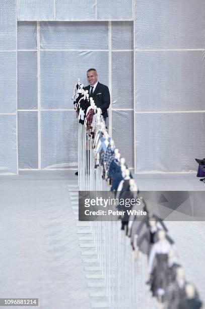 Fashion designer Thom Browne walks the runway during the finale of Thom Browne Menswear Fall/Winter 2019-2020 show as part of Paris Fashion Week on...