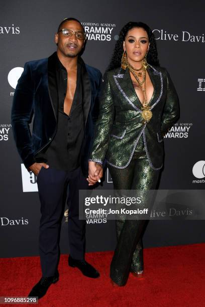 Stevie J and Faith Evans attend The Recording Academy And Clive Davis' 2019 Pre-GRAMMY Gala at The Beverly Hilton Hotel on February 9, 2019 in...