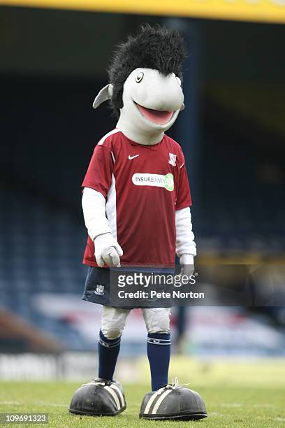 Southend United mascot Elvis J Eel entertains the crowd prior to the npower League Two match between Southend United and Northampton Town at Roots...