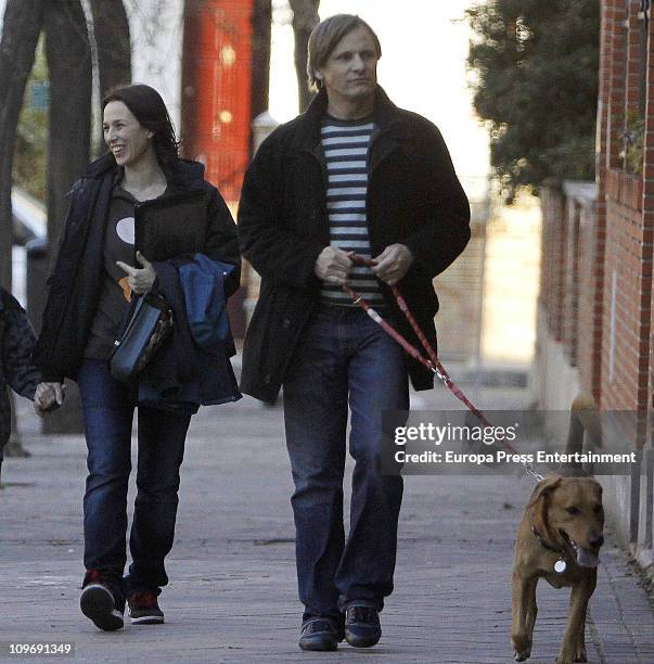 Actor Viggo Mortensen and Spanish actress Ariadna Gil sighting on March 1, 2011 in Madrid, Spain.