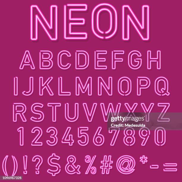 stockillustraties, clipart, cartoons en iconen met neon alfabet - alphabet vector