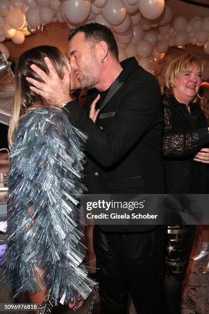Sophia Thomalla and fashion designer Michael Michalsky during the PLACE TO B Berlinale party of BILD at Borchardt Restaurant on February 9, 2019 in...