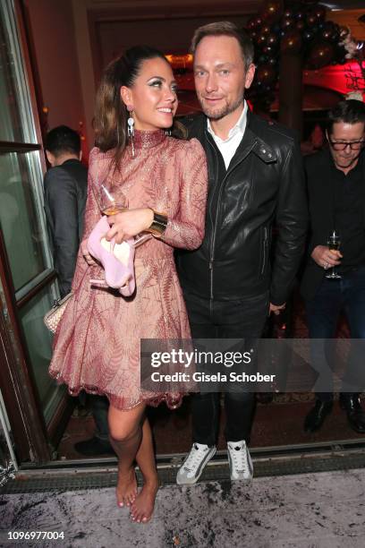 Franca Lehfeldt and Christian Lindner during the PLACE TO B Berlinale party of BILD at Borchardt Restaurant on February 9, 2019 in Berlin, Germany.