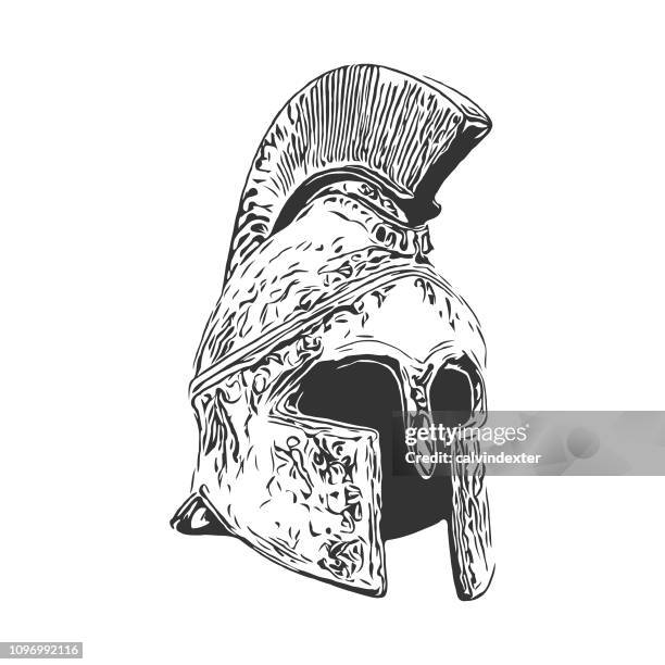 spartan helmet - helmet stock illustrations