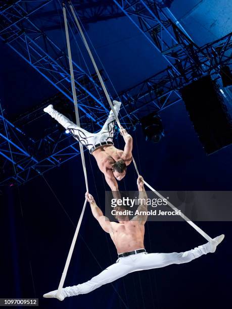 Artists performs during the 43rd International Circus Festival of Monte-Carlo on January 20, 2019 in Monaco, Monaco.