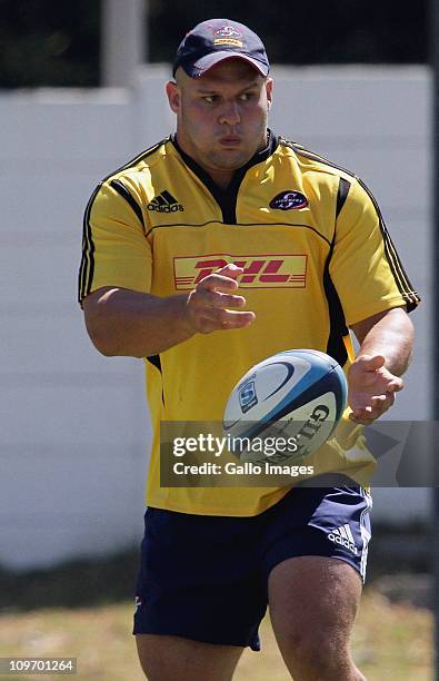 Van der Linde during the DHL Stormers training session at High Preformance Centre, Bellville on February 28, 2011 in Cape Town, South Africa.