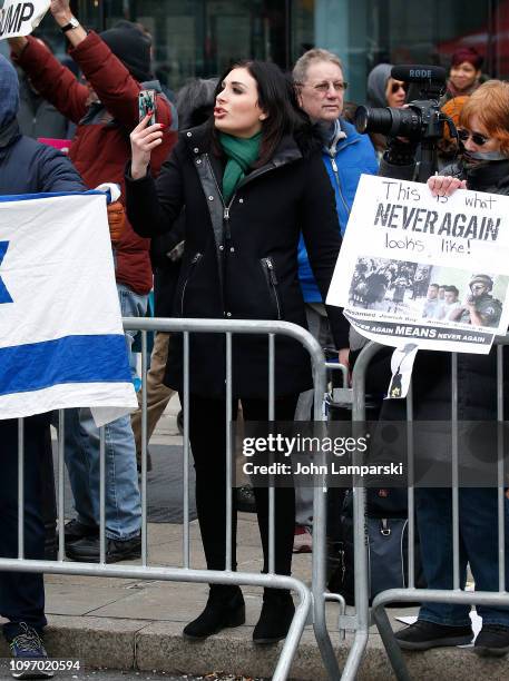 Political activist Laura Loomer stands across from the Women's March 2019 in New York City on January 19, 2019 in New York City.