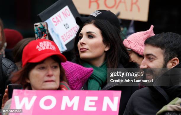 Political activist Laura Loomer stands across from the Women's March 2019 in New York City on January 19, 2019 in New York City.