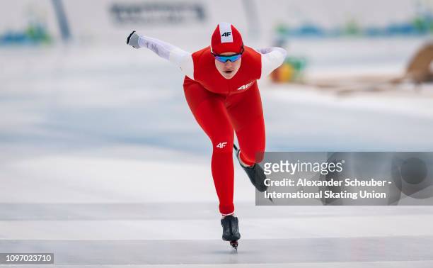 Karolina Gasecka of Poland competes in the Ladies 500m sprint race during the ISU Junior World Cup Speed Skating Final Day 2 on February 9, 2019 in...