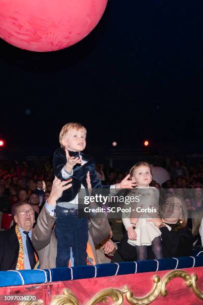 Prince Jacques, Princess Gabriella and Camille Gottlieb attend the 43rd International Circus Festival of Monte-Carlo on January 20, 2019 in Monaco,...