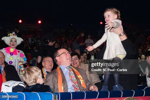 Prince Jacques of Monaco, Prince Albert II of Monaco and Princess Gabriella of Monaco attend the 43rd International Circus Festival of Monte-Carlo on...