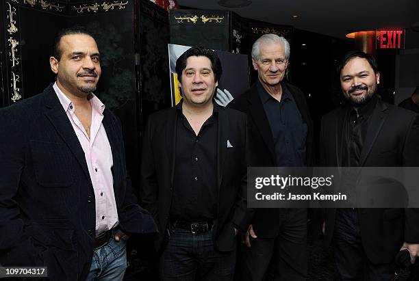 Actors Chris McKinney, Triney Sandoval, Tom Bloom and Orville Mendoza attend the opening night of "Timon Of Athens" at Chinatown Brasserie on March...