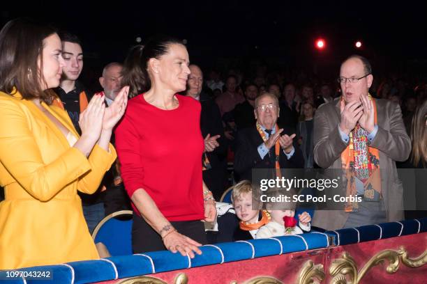 Pauline Ducruet, Princess Stephanie of Monaco, Princess Gabriella of Monaco and Prince Albert II of Monaco attend the 43rd International Circus...