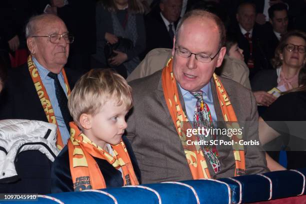 Prince Jacques of Monaco, and Prince Albert II of Monaco attend the 43rd International Circus Festival of Monte-Carlo on January 20, 2019 in Monaco,...