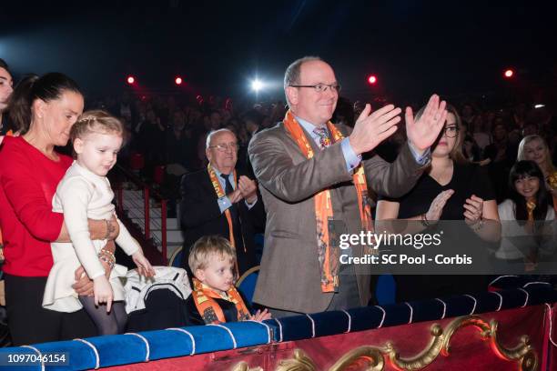 Princess Stephanie of Monaco, Princess Gabriella of Monaco, Prince Jacques of Monaco, Prince Albert II of Monaco and Camille Gottlieb attend the 43rd...