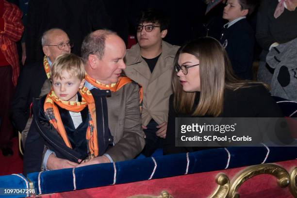 Prince Jacques of Monaco, Prince Albert II of Monaco and Camille Gottlieb attend the 43rd International Circus Festival of Monte-Carlo on January 20,...