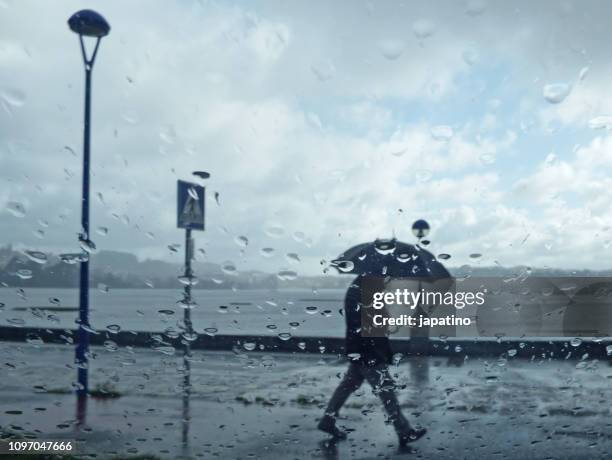 people in the rain - torrential rain stock pictures, royalty-free photos & images