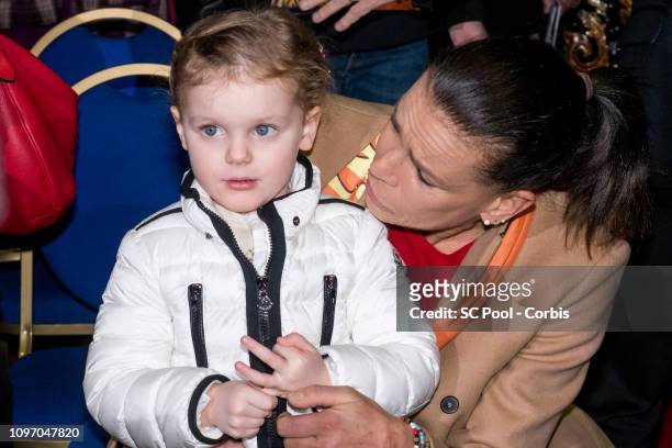 Princess Gabriella of Monaco and Princess Stephanie of Monaco attend the 43rd International Circus Festival of Monte-Carlo on January 20, 2019 in...