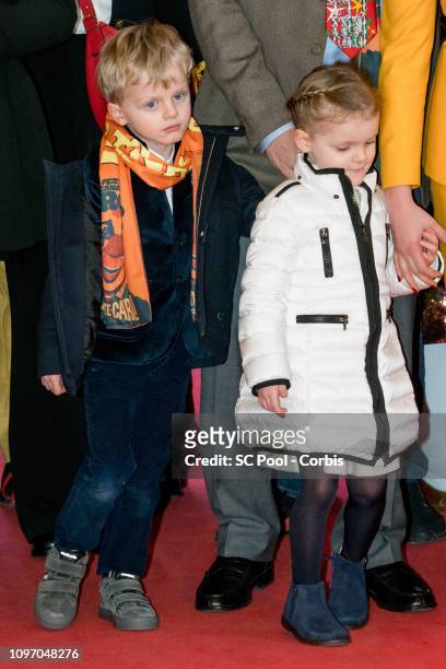 Prince Jacques of Monaco and Princess Gabriella of Monaco attend the 43rd International Circus Festival of Monte-Carlo on January 20, 2019 in Monaco,...