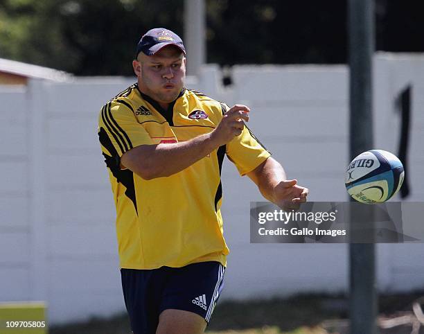 Van der Linde during the DHL Stormers training session at High Preformance Centre, Bellville on February 28, 2011 in Cape Town, South Africa.