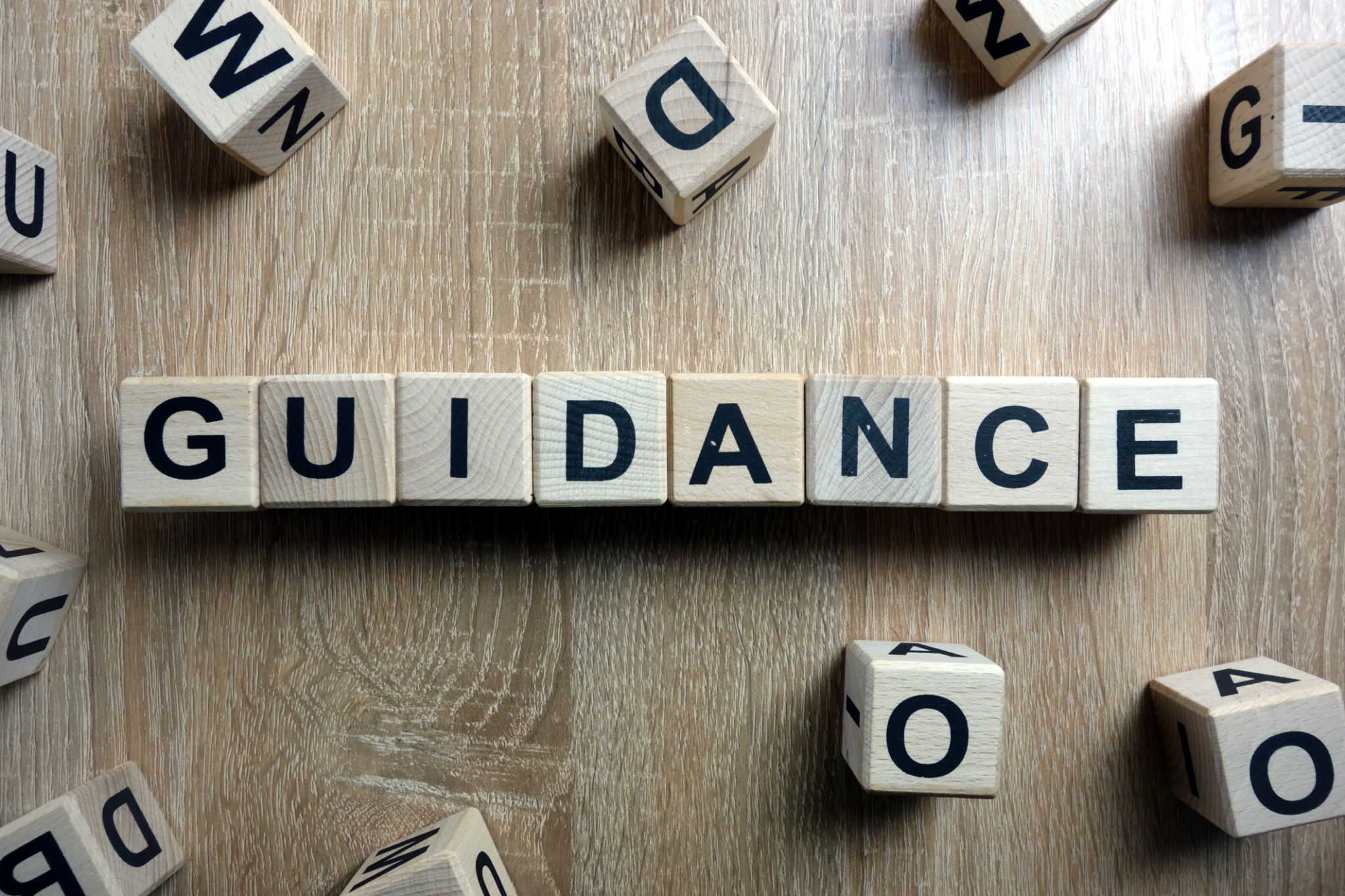 Guidance word from wooden blocks Guidance word from wooden blocks