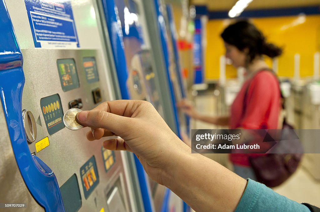 Coin at metro ticket machine