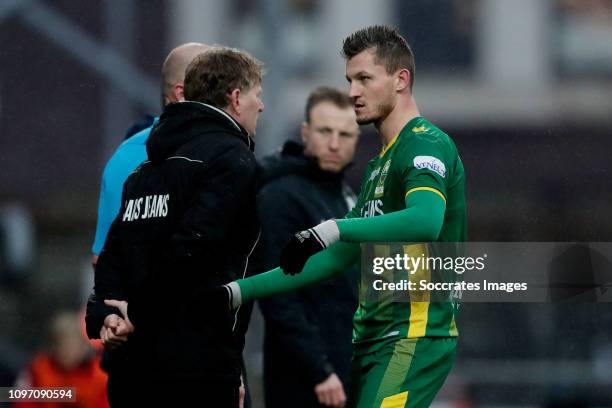 Coach Alfons Groenendijk of ADO Den Haag, Tomas Necid of ADO Den Haag during the Dutch Eredivisie match between FC Emmen v ADO Den Haag at the De...