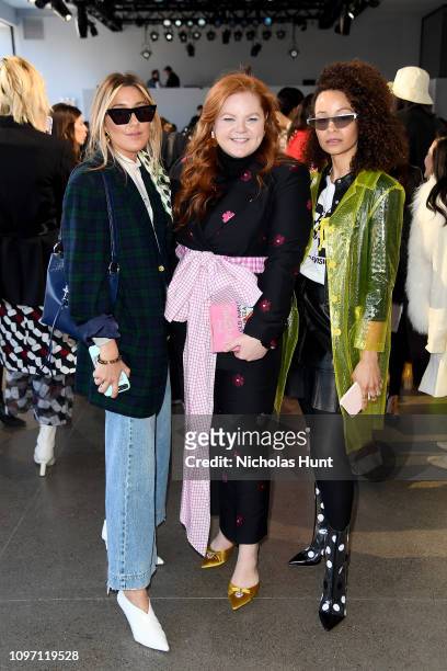 Caitlyn Warakomski, Allie Provost and Sai De Silva attend the Claudia Li front row during New York Fashion Week: The Shows at Gallery II at Spring...