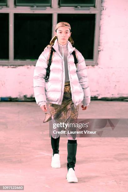 Model walks the runway during the Alyx Menswear Fall/Winter 2019-2020 show as part of Paris Fashion Week on January 20, 2019 in Paris, France.