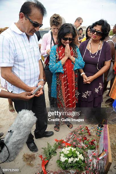 Vinod Hindocha and Nilam Hindocha, parents of murdered Anni Dewani, visit their daughters murder site on March 2, 2011 in Cape Town, South Africa....