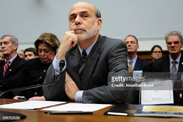 Federal Reserve Chairman Ben Bernanke testifies during a hearing at the House Financial Services Committee in the Rayburn House Office Building on...