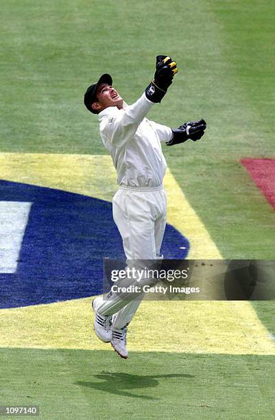 Mark Boucher of South Africa celebrates catching Ricky Ponting of Australia during the first day of the first test between South Africa and...