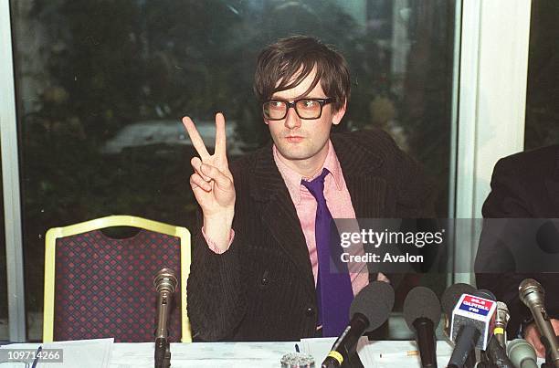 Jarvis Cocker, British Pop Singer Member of the pop group 'Pulp', Pictured at press conference following a court appearance where he was told that he...