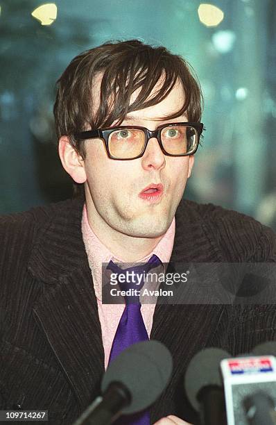 Jarvis Cocker, British Pop Singer Member of the pop group 'Pulp', Pictured at press conference following a court appearance where he was told that he...