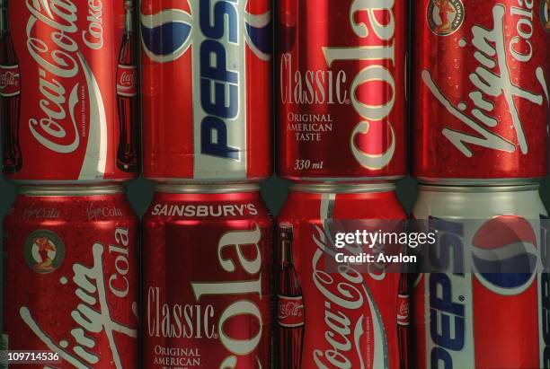 Cans Of Cola, Including COCA-COLA; PEPSI COLA; SAINSBURYS COLA and VIRGIN COLA.