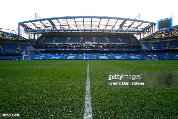 General view of the stadium ahead of the FA Youth Cup sponsored by E.on sixth round match between Chelsea and Watford at Stamford Bridge on March 2,...