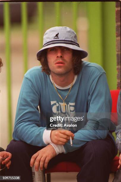 Liam Gallagher, Singer and Guitarist with the British Pop Group 'Oasis' Seen at the Music Industry Soccer Six Tournament at Mile End Stadium, East...