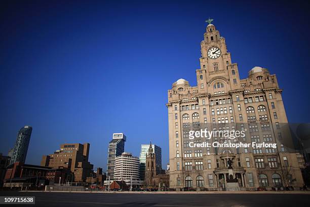 General view of the refurbished Liverpool Water Front and The Liver Building on March 2, 2011 in Liverpool, England.