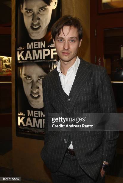 Actor Tom Schilling attends the 'Mein Kampf' Berlin premiere at cinema Babylon on March 2, 2011 in Berlin, Germany.