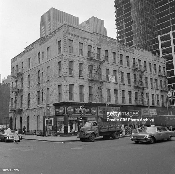 In advance of demolition to make way for CBS Headquarters site. Future site of the CBS building also know as "Black Rock". Site is 6th Avenue between...