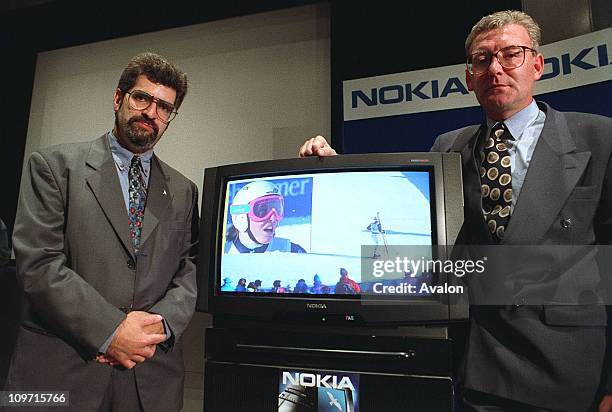 David Silver, Managing Director, Nokia Group, Finland, Right: FRANK McGETTIGAN Director and General Manager of Channel Four TelevisionLaunching the...