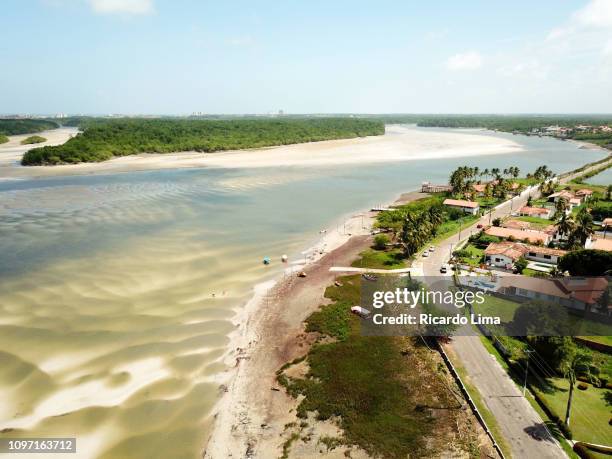 aerial view of corvina beach, northeastern para state, brazil - paratransit bildbanksfoton och bilder